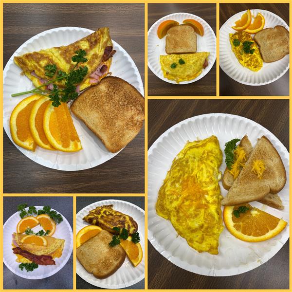 Breakfast plate presentations.