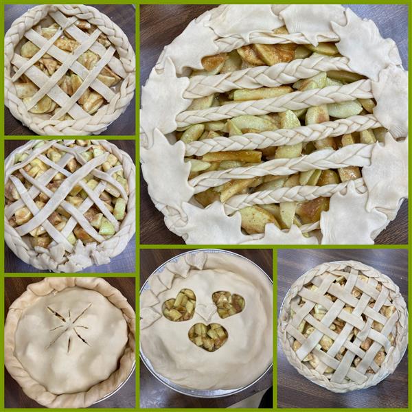 Top crust pie samples before baking.