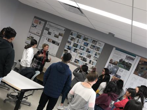 Students listening to a lecture.